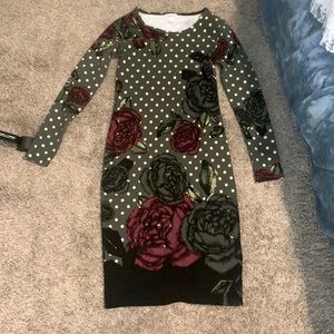 Green rose dress